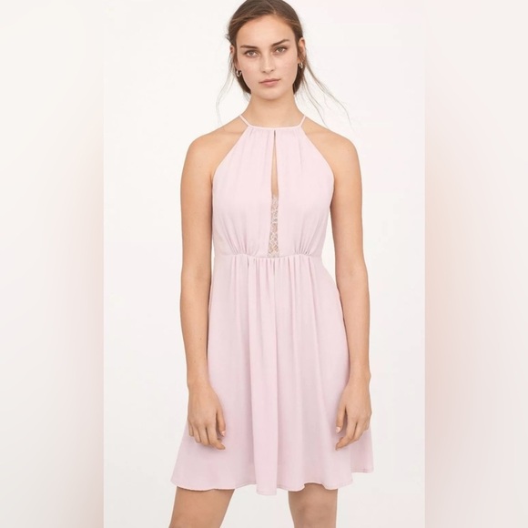 H&M soft pink short cocktail formal dress
with open back lace details US 4/XS - Picture 4 of 13